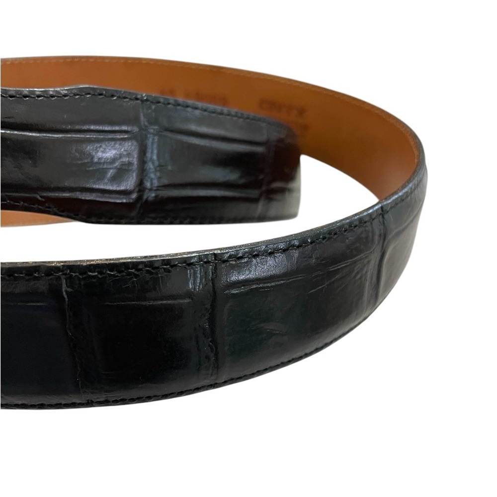 Vintage ONYX By Brighton Belt 42 Brown Western 1995 Leather Croc Embossed 19003 - Picture 2 of 7